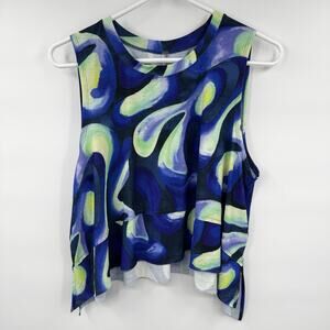 FP Movement Women's Printed Tempo Tank Size Small Blue Green Watercolor NWOT